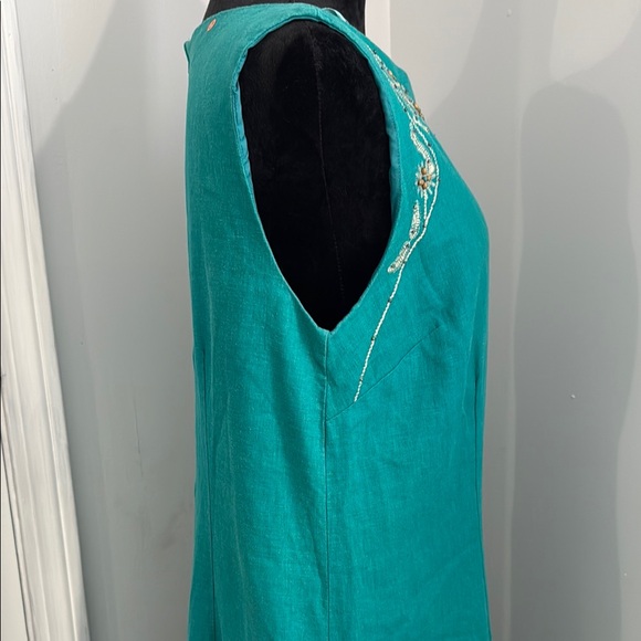 Elegant Teal Sleeveless Dress - Picture 4 of 8